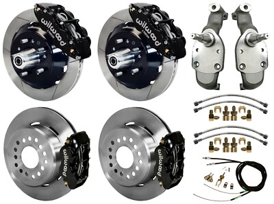 WILWOOD DISC BRAKES,13'' FRONT & 12'' REAR,2'' DROP SPINDLES,65-70 IMPALA,BLACK