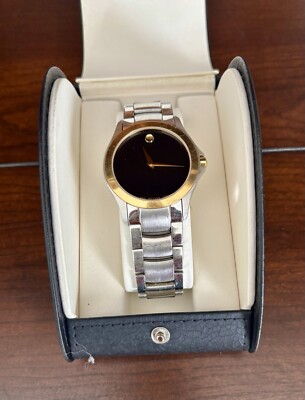 MOVADO Modern Classic Black Dial Two-tone Men's Watch Silver Gold  Timepiece! 885997217750|