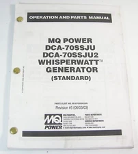 Multiquip MQ DCA700SSJU DCA70SSJU2 Generator Parts Maintenance Operator Manual