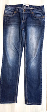 Women's Jeans 11 Blue Stretch Straight Leg Low Rise Distressed Denim Pants