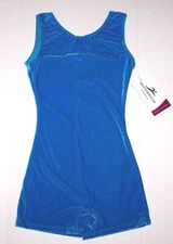 Motionwear Biketard Unitard Tank Bodysuit Gymnastics Teal Velvet # 1400 New Girl