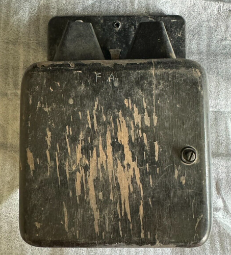 Antik Vintage 1931 KS&S COWBELL Telefon Klingelton Box 9"X6,5"X4" schwarz - Bild 1 von 9