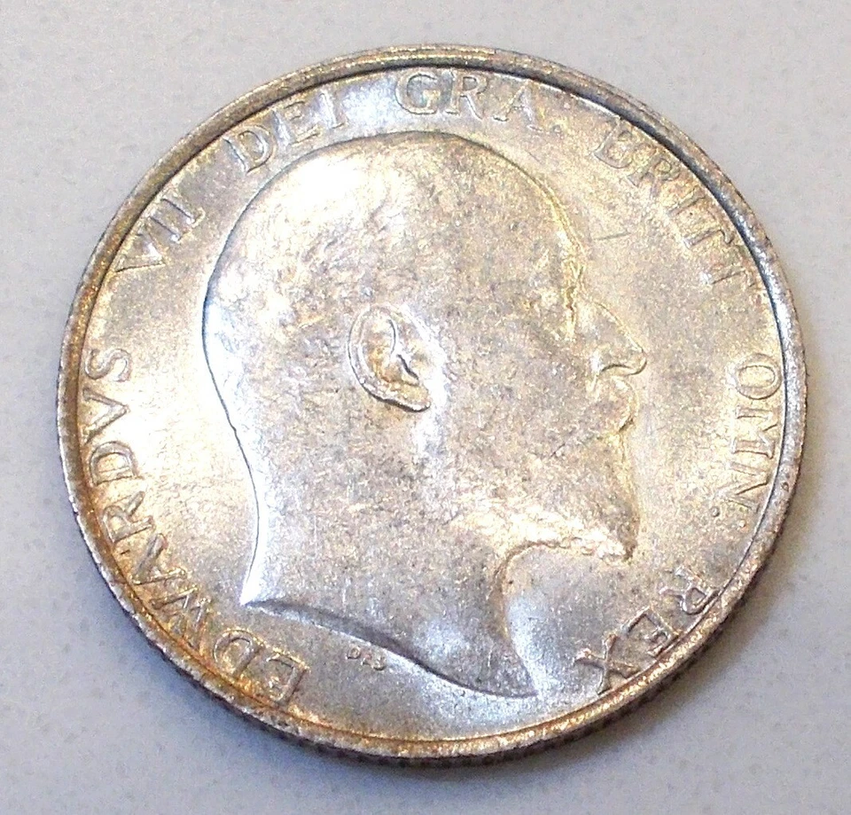 1907 BRITISH SHILLING KING EDWARD VII SILVER COIN! BU+ CONDITION! - Image 3 of 4