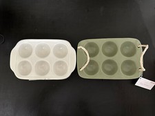 2 Target Bullseye Playground Easter Green Earthenware Ceramic Deviled Egg Holder