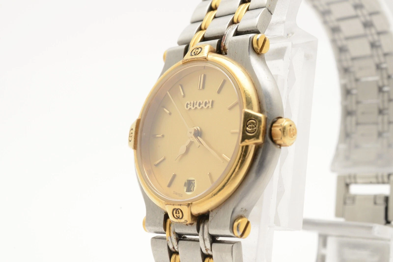 Montre à quartz femme vintage [Exc+5] GUCCI 9000L 25 mm or argent JAPON 16,0 cm