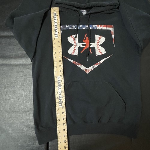Vintage Jerzees NuBlend Hoodie Sweatshirt Mens L Black Baseball USA Patriotic - Picture 10 of 20
