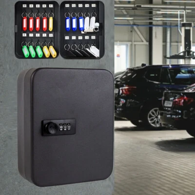 Combination Lock Metal Key Storage Cabinet 20 Tag Wall Mounted Security Safe Box