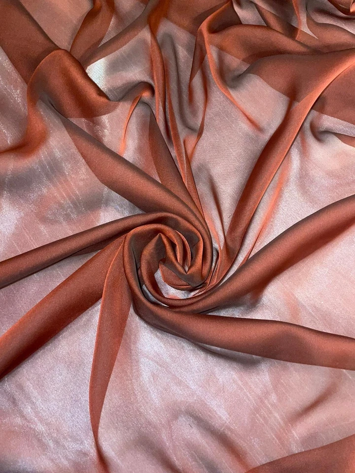 1 METER TWO TONE COPPER SOFT CATIONIC CHIFFON 100% POLYESTER FABRIC 58” WIDE - Image 2 of 4