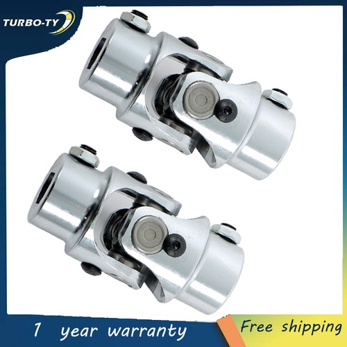 2 PCS Single Universal Steering Chrome Steel U-Joint Shaft 3/4" DD X 3/4" DD - Picture 1 of 10