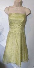 ANN TAYLOR Green Floral Spaghetti Strap Fitted Bodice Silk Spring Party Dress- 2