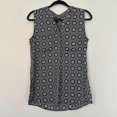 Banana Republic Sleeveless Silky Black White Lightweight Tank Top Women's XS