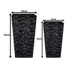 Fixtures Shiny Glazed Large Wave Effect Planter Indoor/Outdoor Black,Grey,White