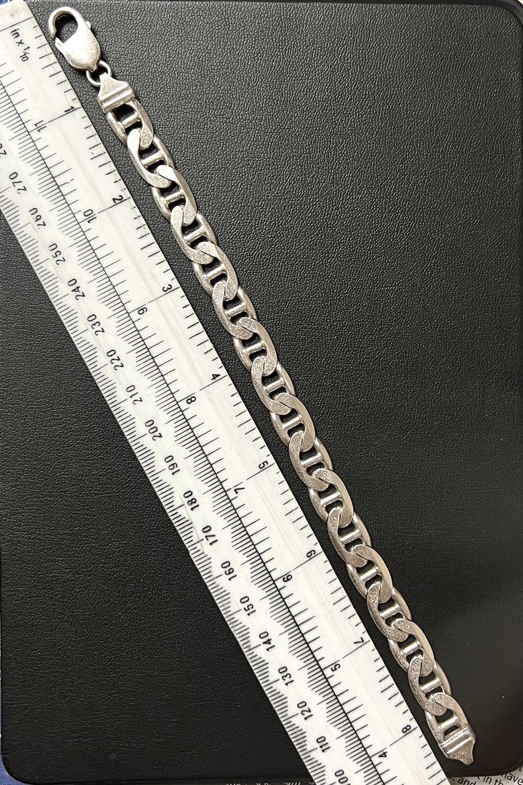 925 solid Sterling silver link Bracelet 8.5" Matt… - image 2