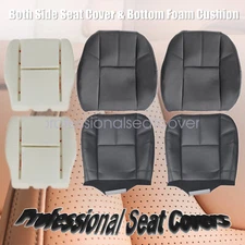 Front Bottom & Top Seat Cover Black & Foam Cushion For 2007 2008 Chevy Tahoe