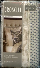 Croscill Marietta European Pillow Sham Ivory Blue Silver 26" x 26" New