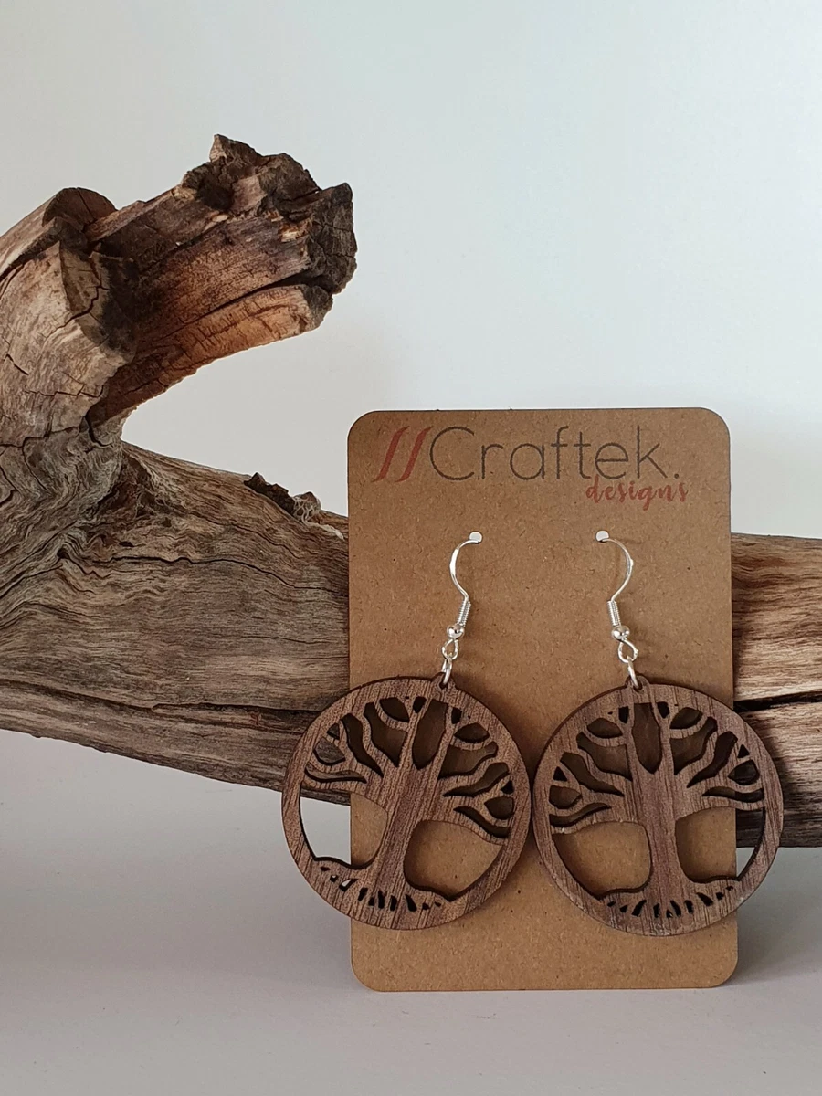 Round deals wooden earrings