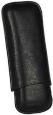 MARTIN WESS DANTE BLACK COWHIDE/ GOATSKIN LEATHER 2 ROBUSTO CIGAR CASE * NEW *