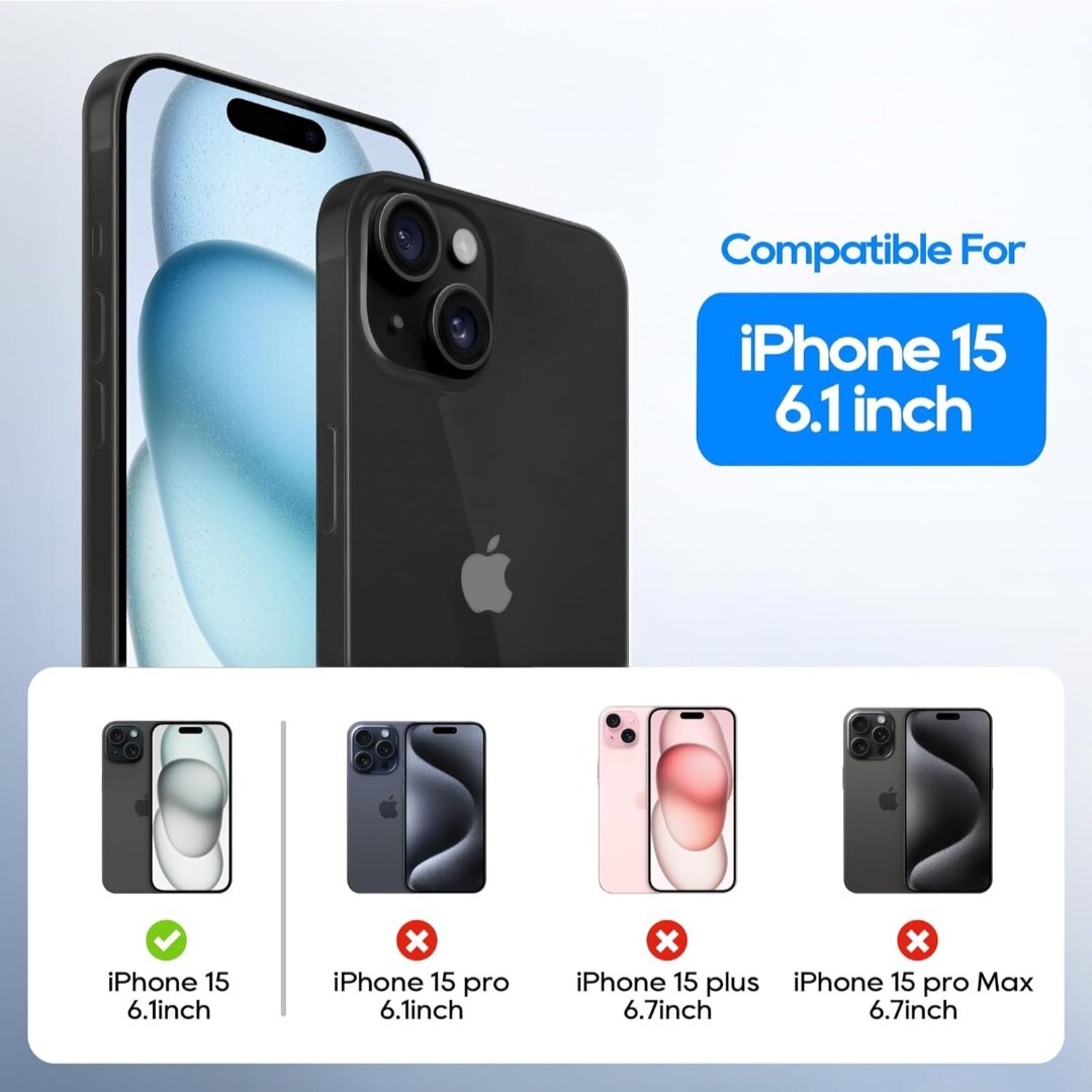 5 in 1 for iPhone 15 Case, with 2 Tempered Glass Screen Protector + 2 Camera...-image