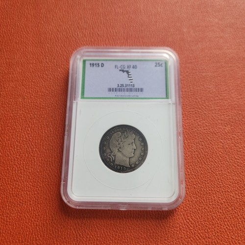 1915 D BARBER QUARTER SLABBED VF XF 25c USA COIN SILVER - Picture 4 of 6