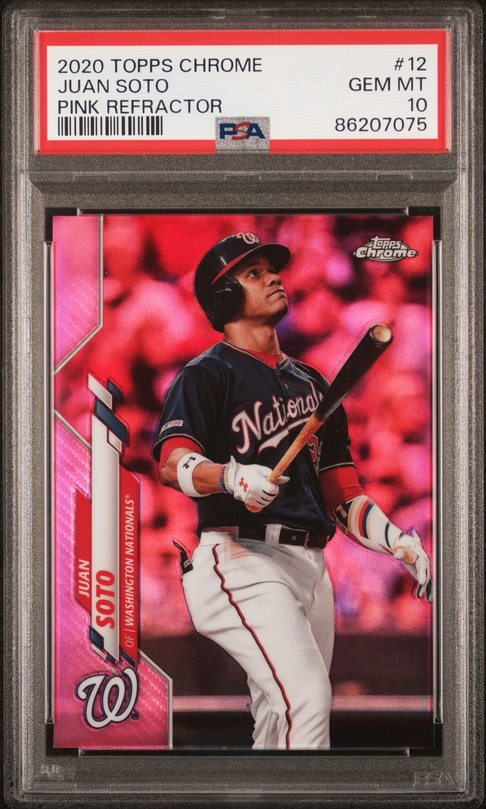 2020 Topps Chrome #12 Juan Soto Pink Refractor PSA 10