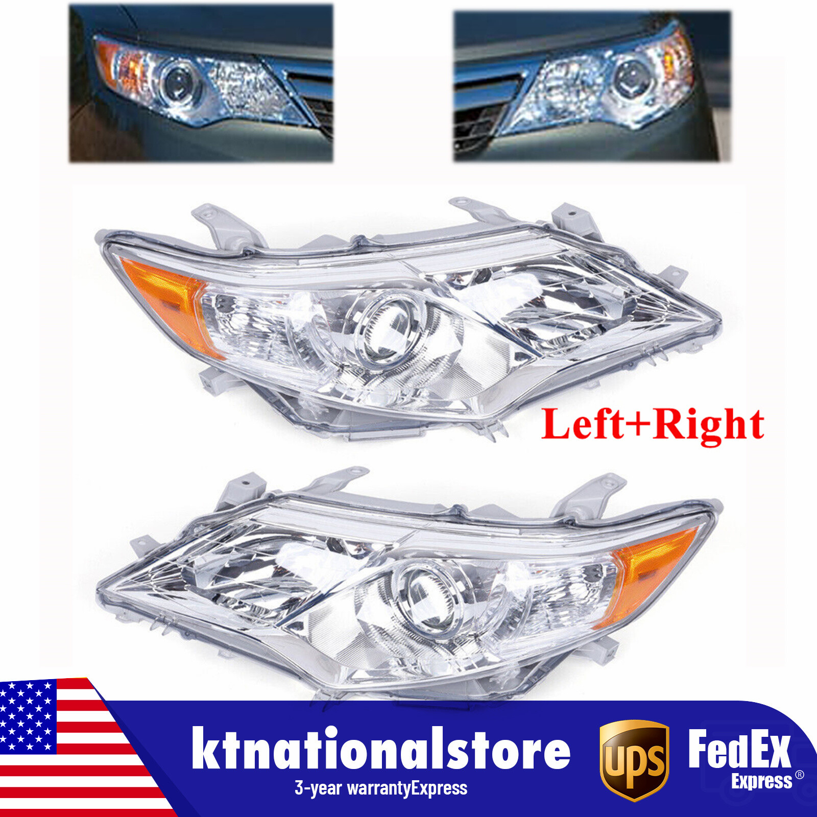 2012-2014 Toyota Camry LE SE XLE Sedan Headlights Pair Left Right