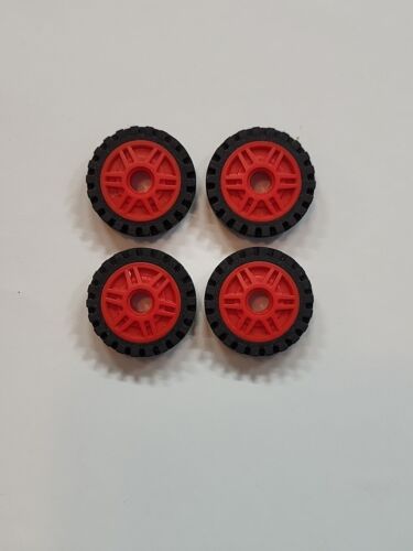 LEGO WHEEL & TIRE ASSEMBLY 13971c01 18mm D x 8mm LOT OF 4 RED 13971 / 61254 - Picture 1 of 3