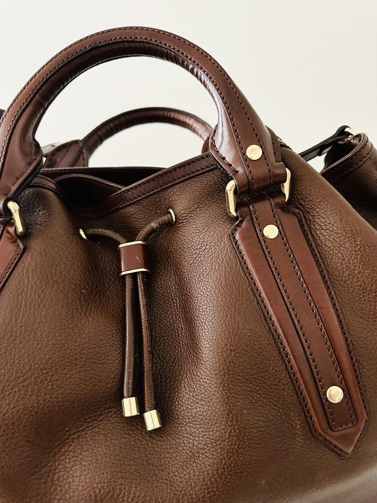 Burberry Earlsburn Brown pebbled Leather Tote Shoulder Big Bag Nova Check Lining image 6