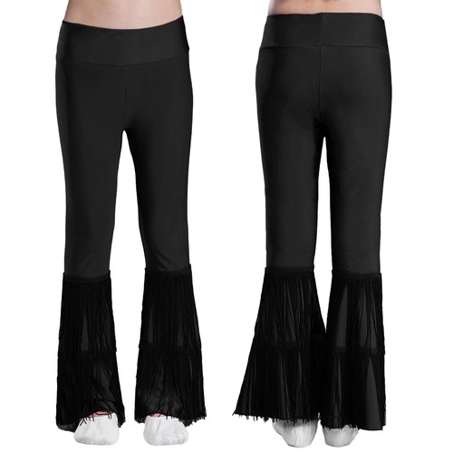 Kids Girls Sweatpants Salsa Trousers Party Bell-Bottom Hippie Pants Hip Hop - Picture 4 of 32