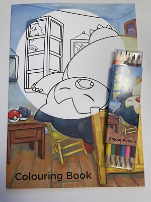 New Pokémon Snorlax Van Gogh Coloring Book and Pencil Set (BUNDLE)