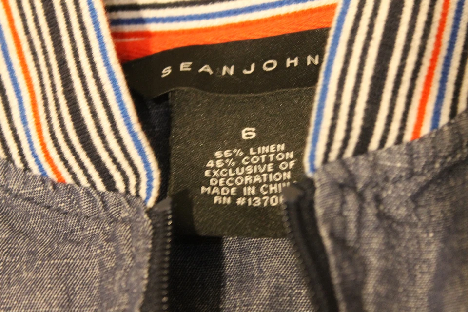 Sean John Blue Linen Blend Full Zip With Pockets Varsity Kids Jacket, Size 6 - Image 4 of 4