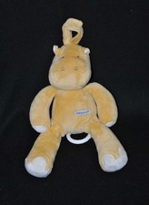 Peluche doudou hippopotame musical BABYSUN jaune crème 25 cm TTBE