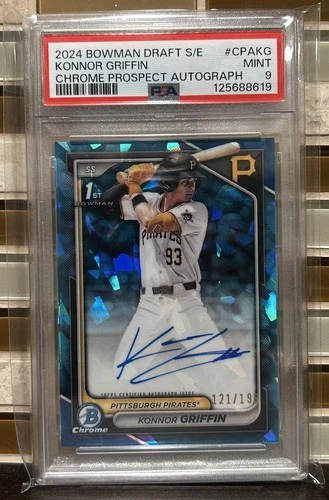 KONNOR GRIFFIN 2024 BOWMAN CHROME DRAFT 1ST SAPPHIRE PIRATES AUTO /199 PSA 9