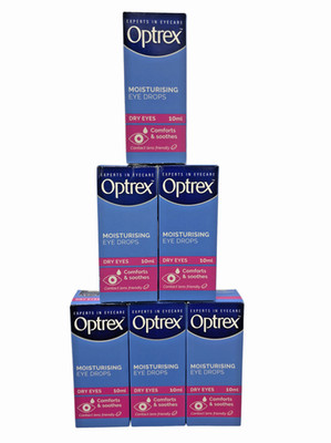 Optrex Feuchtigkeitsspendende Augentropfen | Trockene Augen | tröstet & beruhigt | 6 x 10 ml