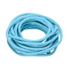 5 Yards 5mm Round Braided Leather Cord Six-Strand for Crafts Blue