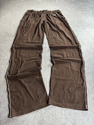 00s Dolce & Gabbana D&G Brown Velour Track Pants Wide Leg Y2K Sportswear Rare
