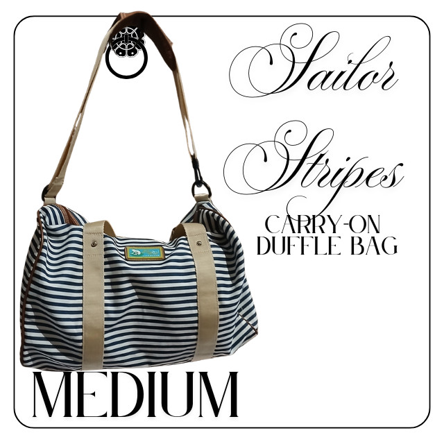Blue White Sailor Stripes 19in Carry On Duffle Bag Women Travel Gym Overnight