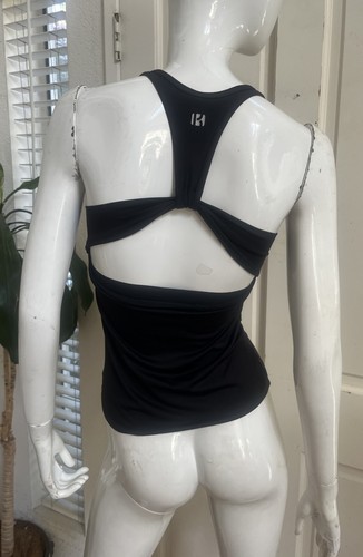 KORAL by ILANA KUGEL NEW! CAPACITY Black Racerback Open Back Fitness Tank Top S