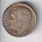 1954-D ROOSEVELT DIME 10¢ DENVER MINT 90% SILVER COIN UNITED STATES OF AMERICA