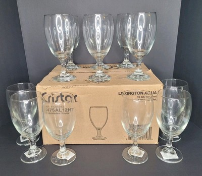 Cristar Set Of 12 Clear Stemmed Water/Wine Glass Goblets Cups 16oz New 