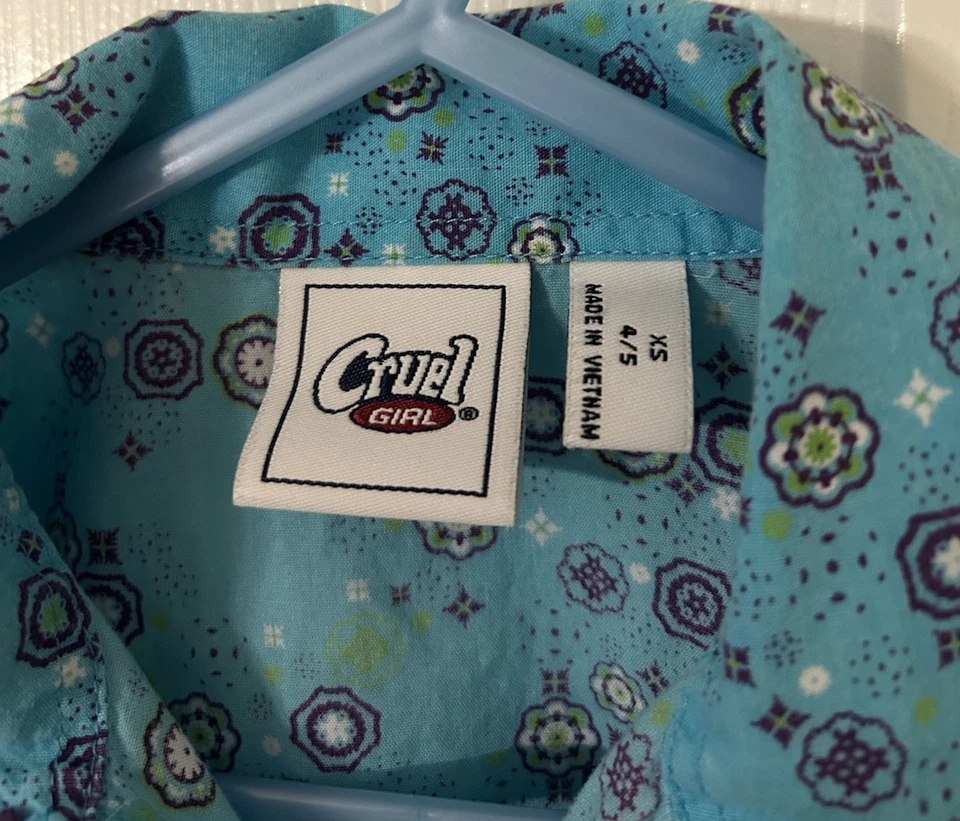 Cruel Girl Youth XS 4/5 Size Turquoise Button Up Long Sleeve Western Shirt - Image 2 of 4
