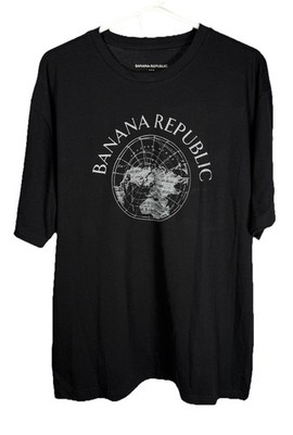 Banana Republic Graphic T-Shirt XL Black World Map Logo Tee NWOT
