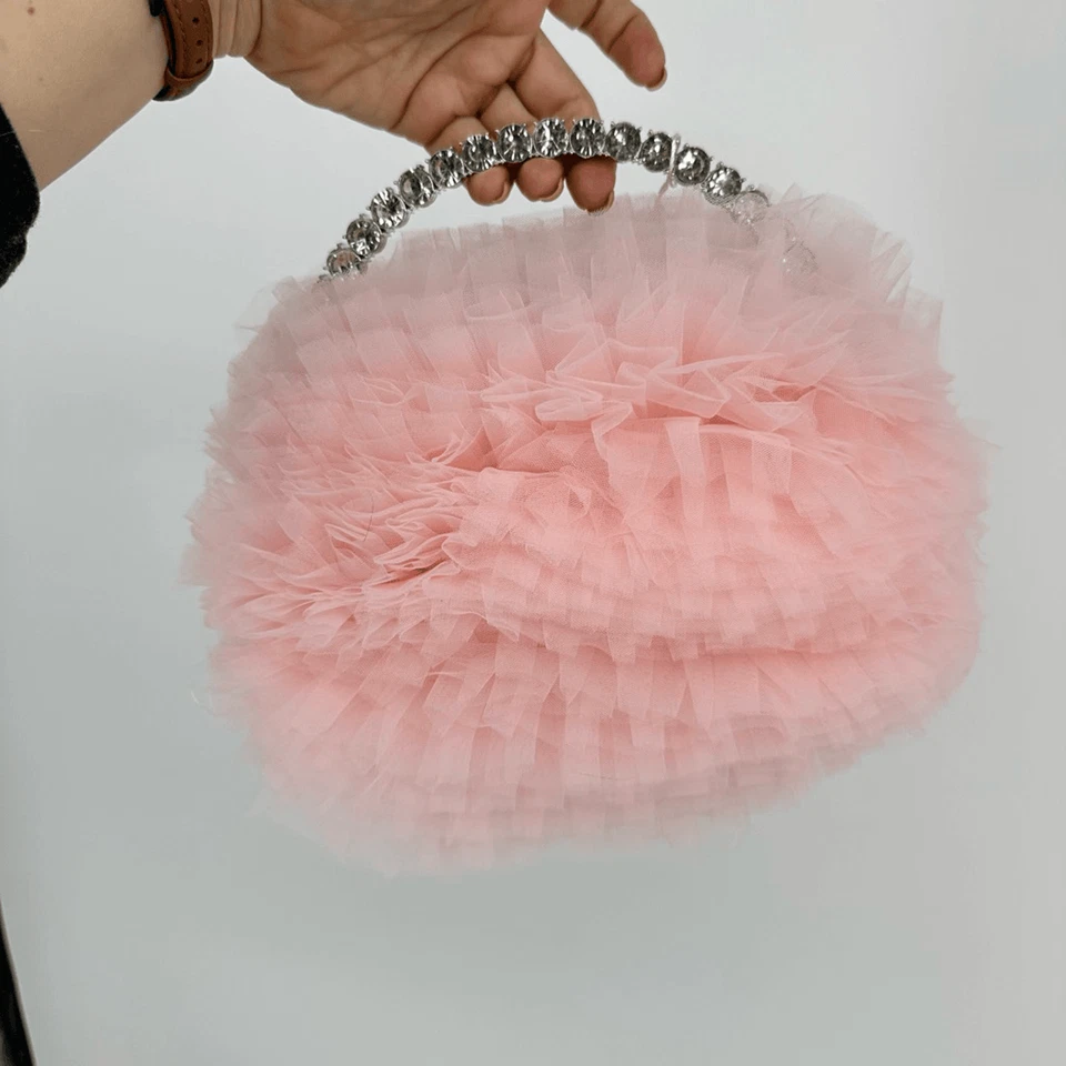 Bolsa de babado Anthropologie Badgley Mishka Jazzie chiffon embreagem casamento formatura - Imagem 4 de 4