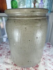 A+ Antique Primitive Salt Glazed Stoneware "B.C. MILBURN * ALEXANDRIA, VA" Crock