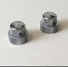 2 Solid Metal NOS Aged Relic Dual Concentric Chrome Tele Knobs Fender Set Screw