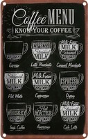 Blechschild 18X12 Cm Coffee Menu Flat White Doppio Deko Geschenk Metall Schild