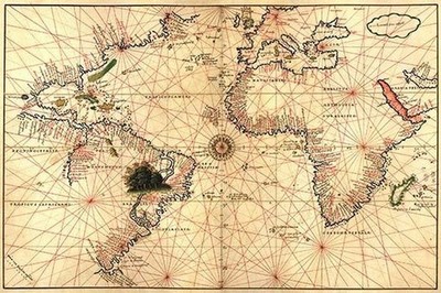 Portolan World Map Joan Oliva Poster Print