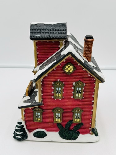 Enchanted Forest 5 Pc Porcelain Lighted Set School and Church w/ Figurines Works - Picture 12 of 24