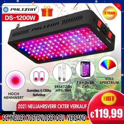 1200W Phlizon LED Grow Light Pflanzenlampe Vollspektrum for Grow Tent 2-4Pflanze
