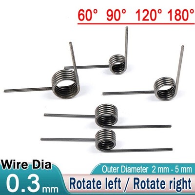 3/6/9 Spulen 0,3 mm Draht Ø ，Schenkelfeder Außen Ø 1,5/2/3//4/5 mm Federstahl