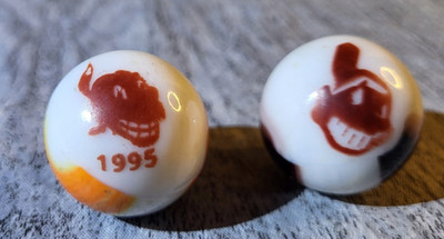 2 CLEVELAND INDIANS CHIEF WAHOO MARBLE COLLECTIBLES LARGE